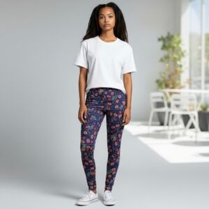 LuLaRoe OS One Size Leggings Navy Fall Arrows Aztec Pattern RARE